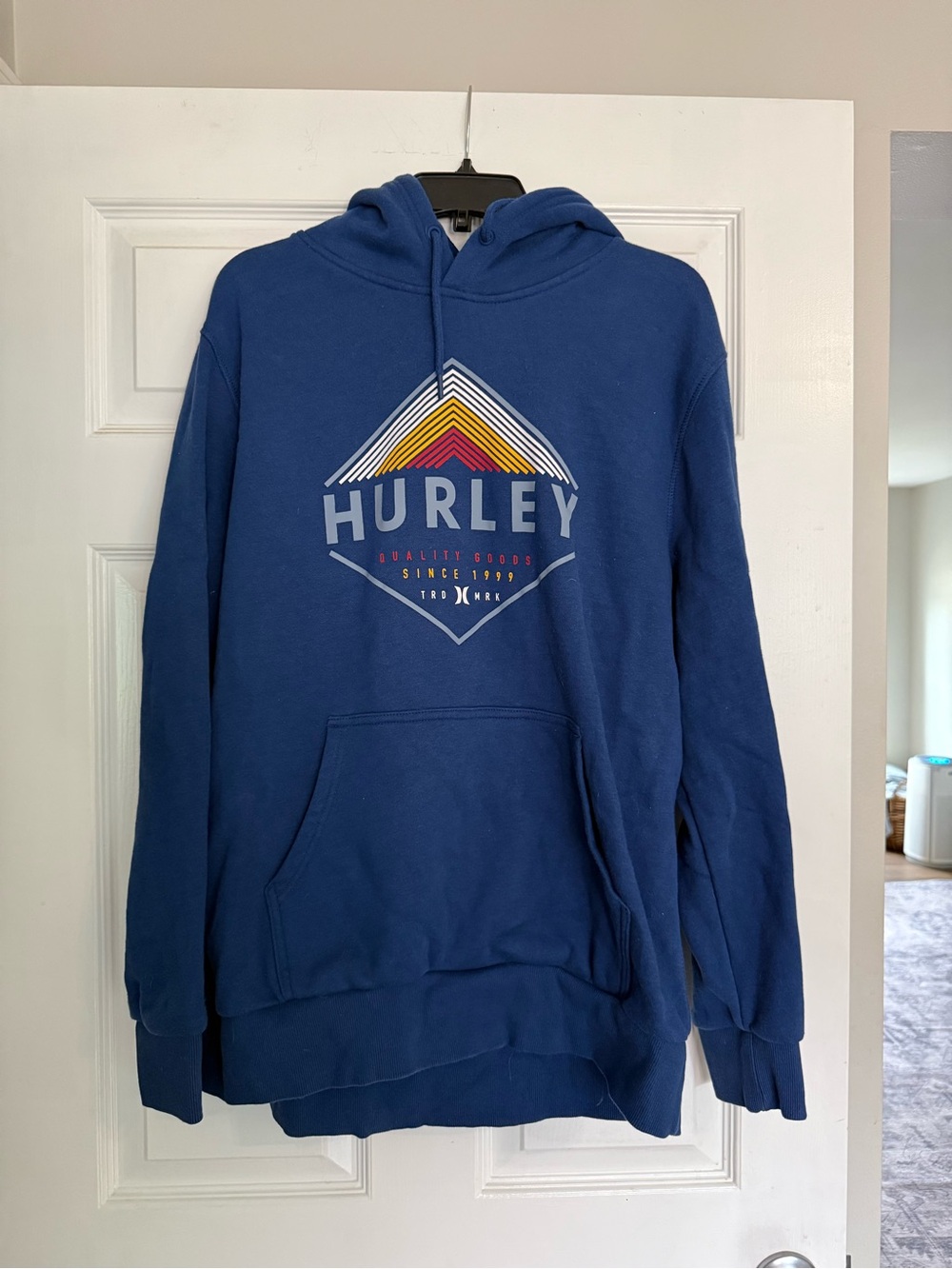 Hurley Royal Blue Crewneck Hoodie with Geometric Logo